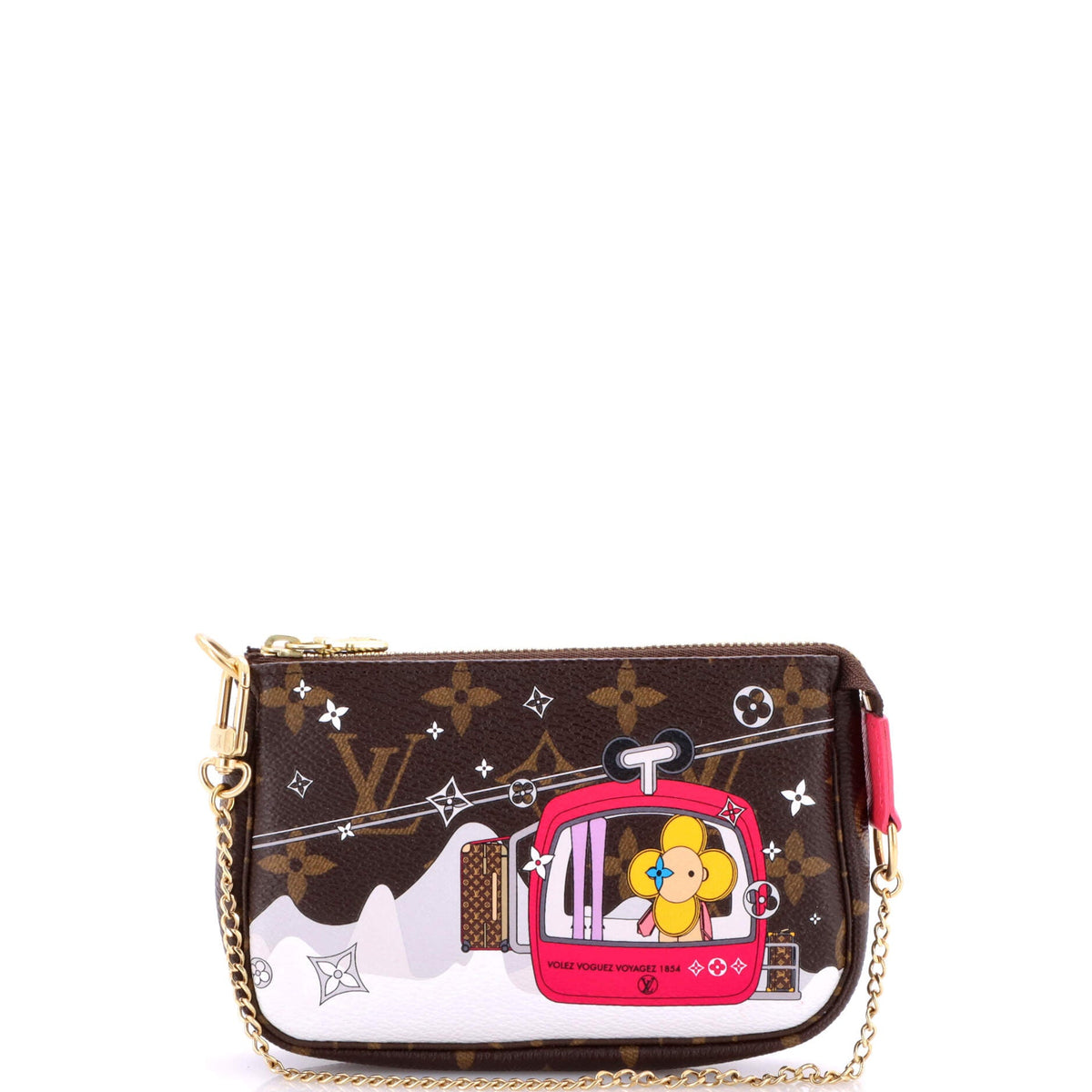 Louis Vuitton Pochette Accessoires Limited Edition Vivienne Xmas Monogram Canvas Mini