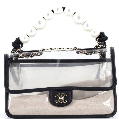 CHANEL Sand By The Sea Pearl Flap Bag PVC with Lambskin Medium