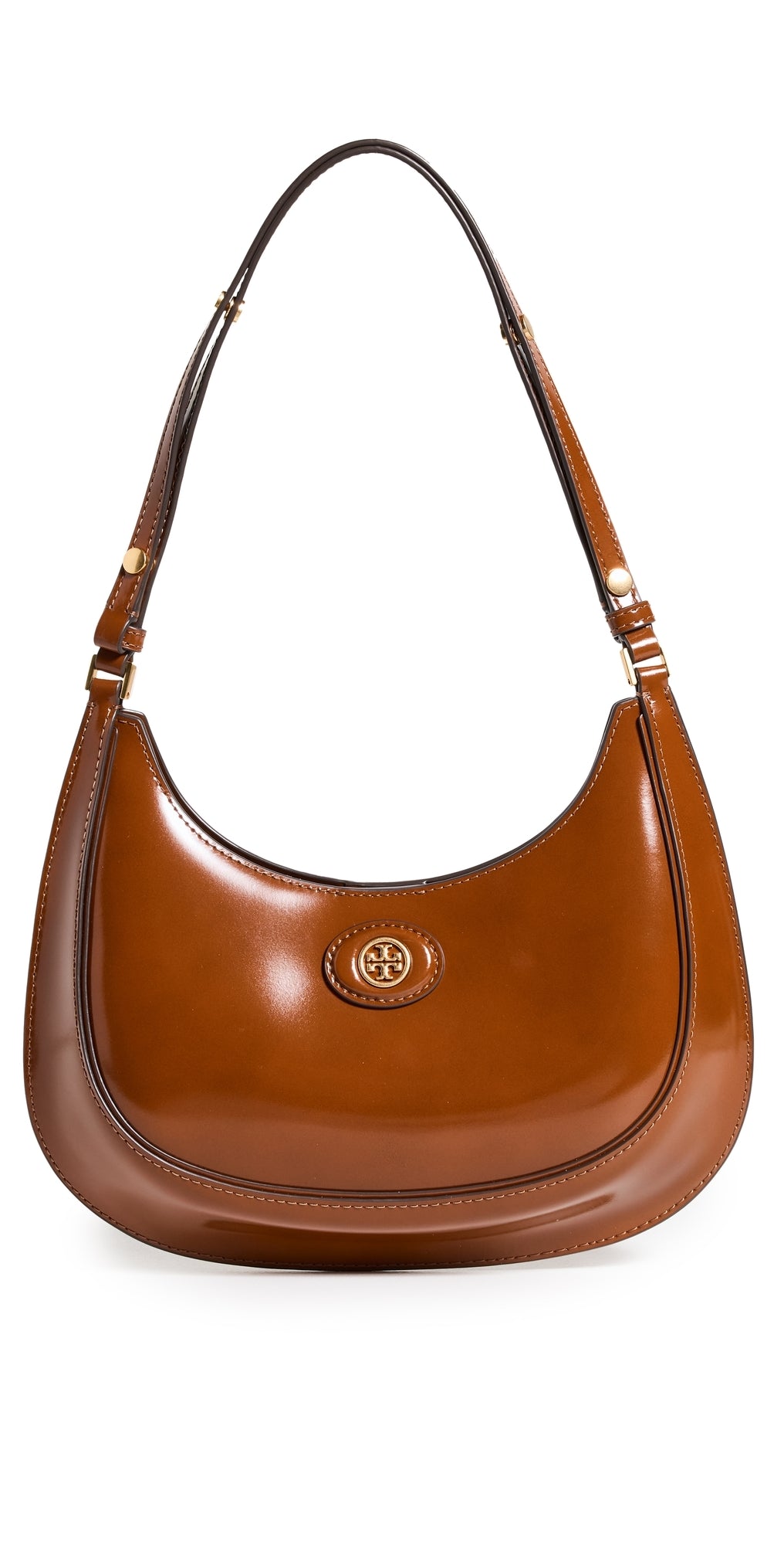 Tory Burch Robinson Spazzolato Convertible Crescent Bag Dark Sienna One Size