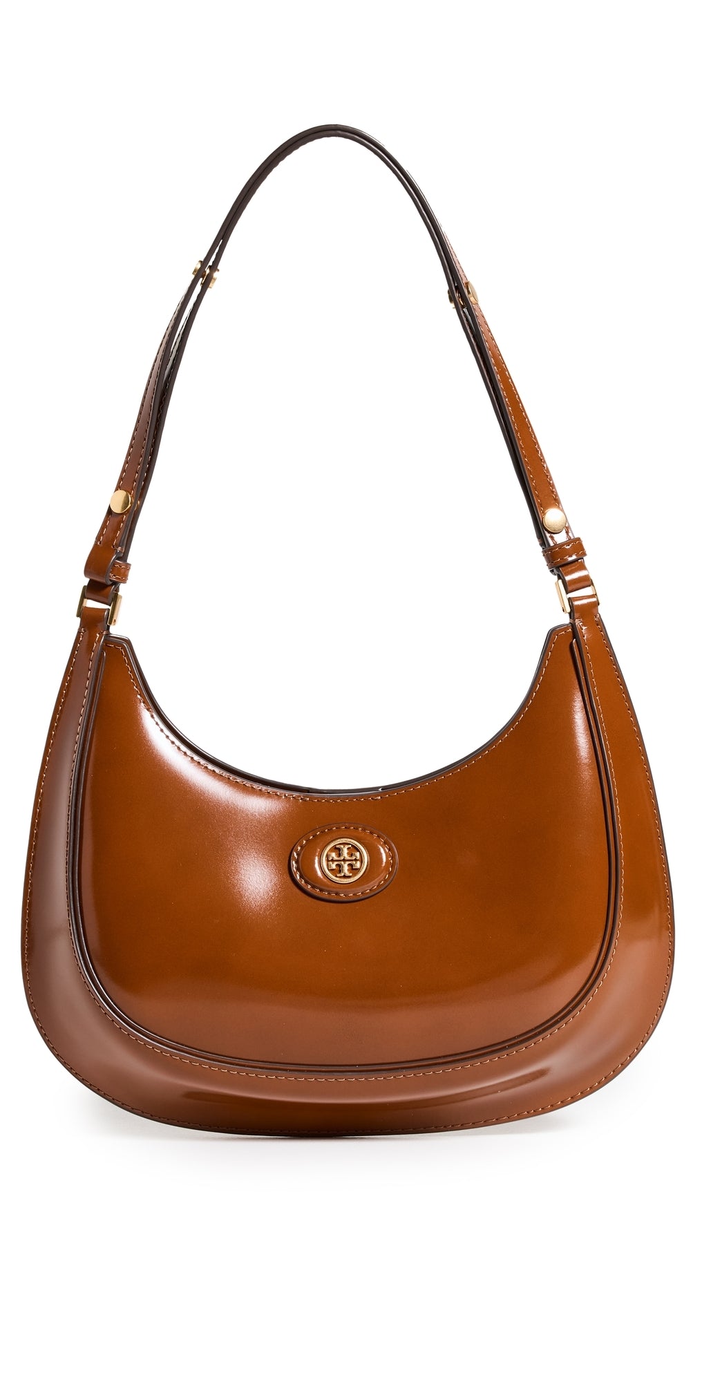 Tory Burch Robinson Spazzolato Convertible Crescent Bag Dark Sienna One Size