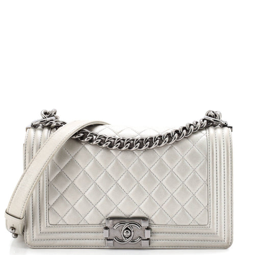 CHANEL Boy Flap Bag Quilted Calfskin Old Medium