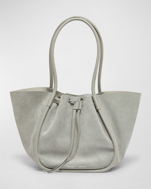 Large Drawstring Suede Tote Bag