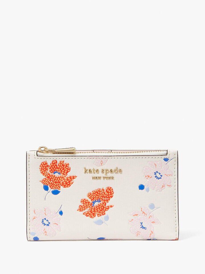 Kate Spade Au Morgan Dotty Floral Embossed Small Slim Bifold Wallet