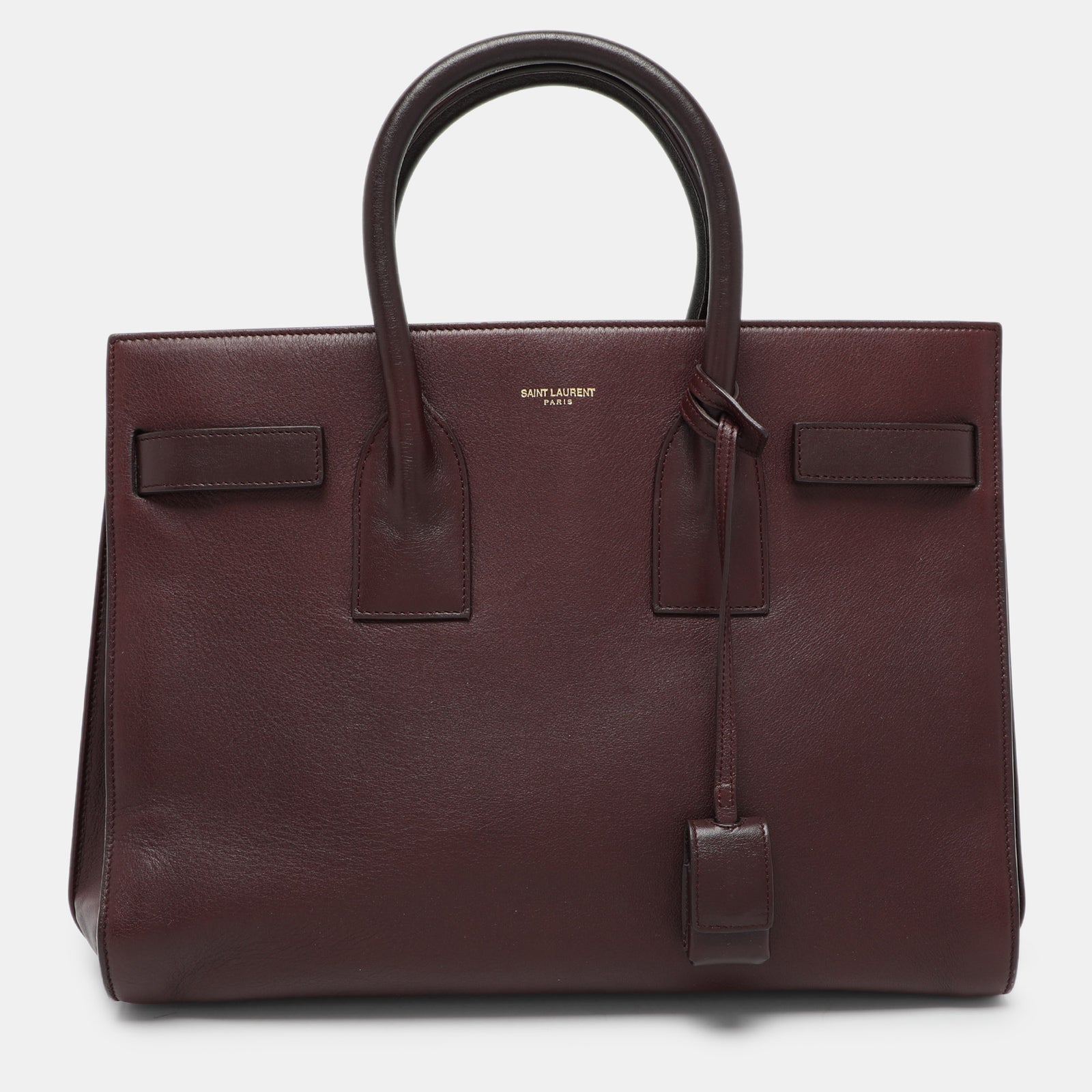 Saint Laurent Paris Saint Laurent Burgundy Leather Small Classic Sac De Jour Tote