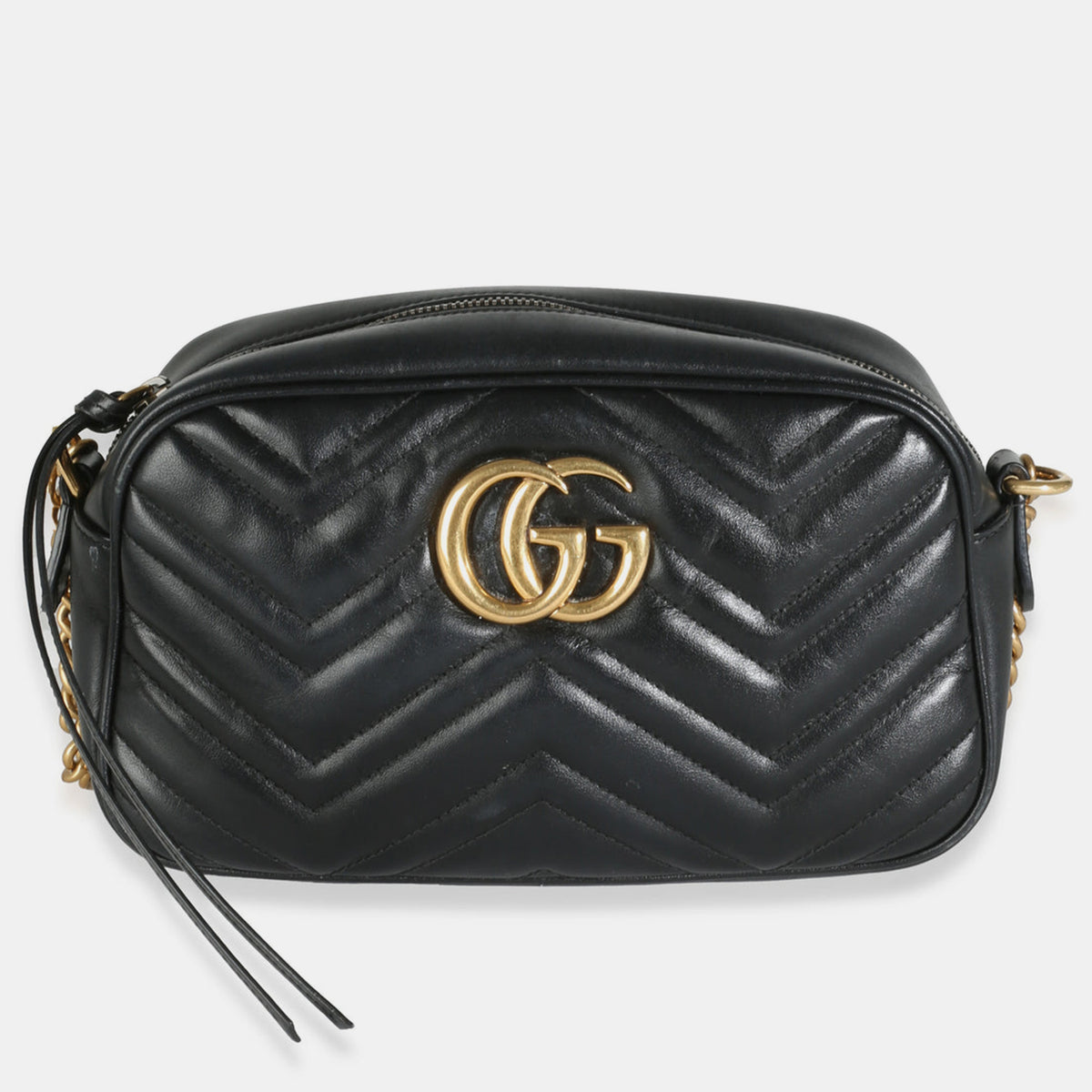 Gucci Black Matelasse Leather Small GG Marmont Chain Bag Bag