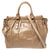 Beige Leather Gathered Tote