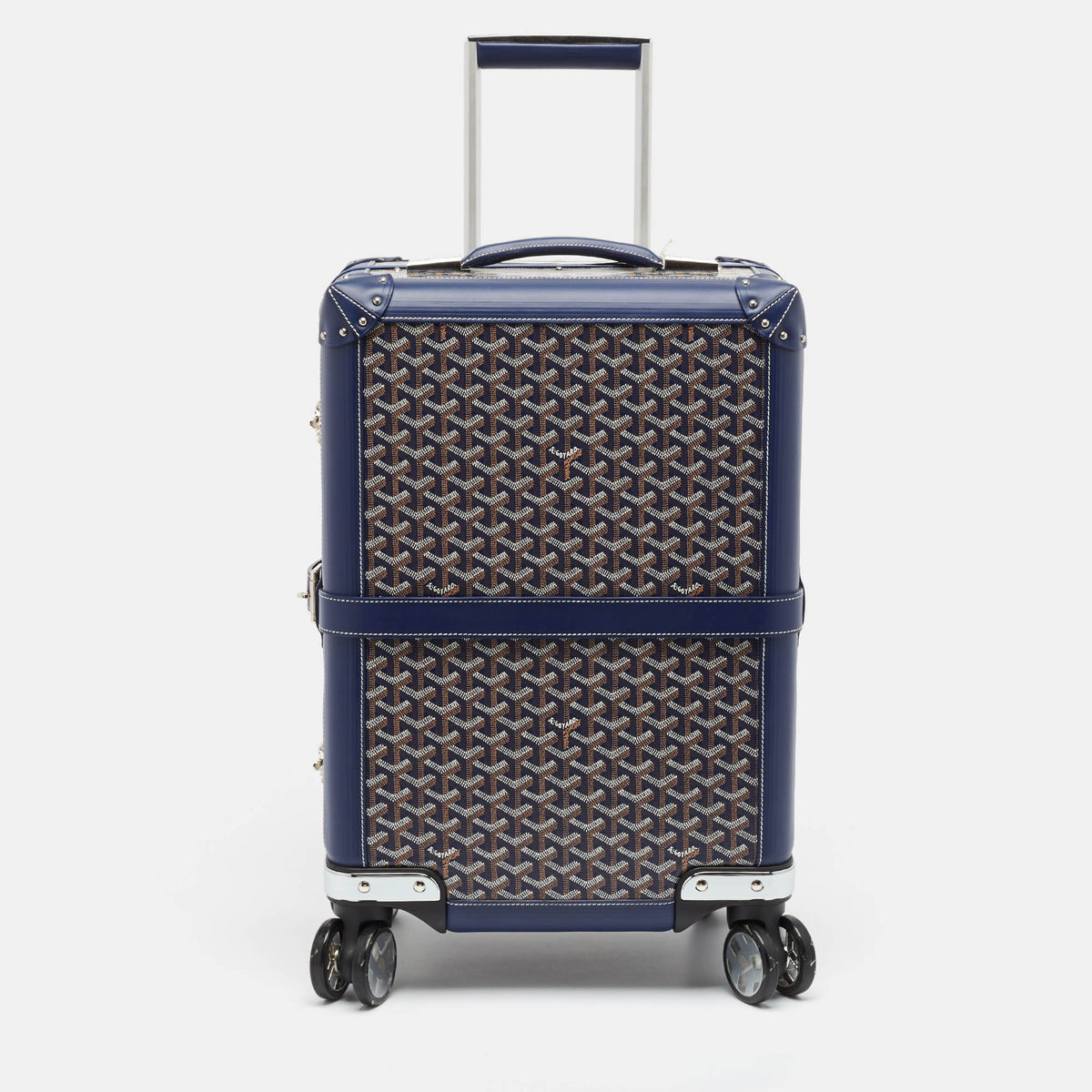 Goyard Blue Goyardine Coated Canvas Bourget PM Trolley Case