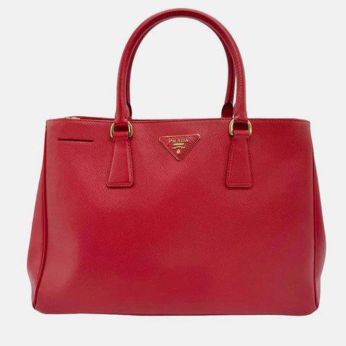 Red Leather Large Galleria Tote Bag