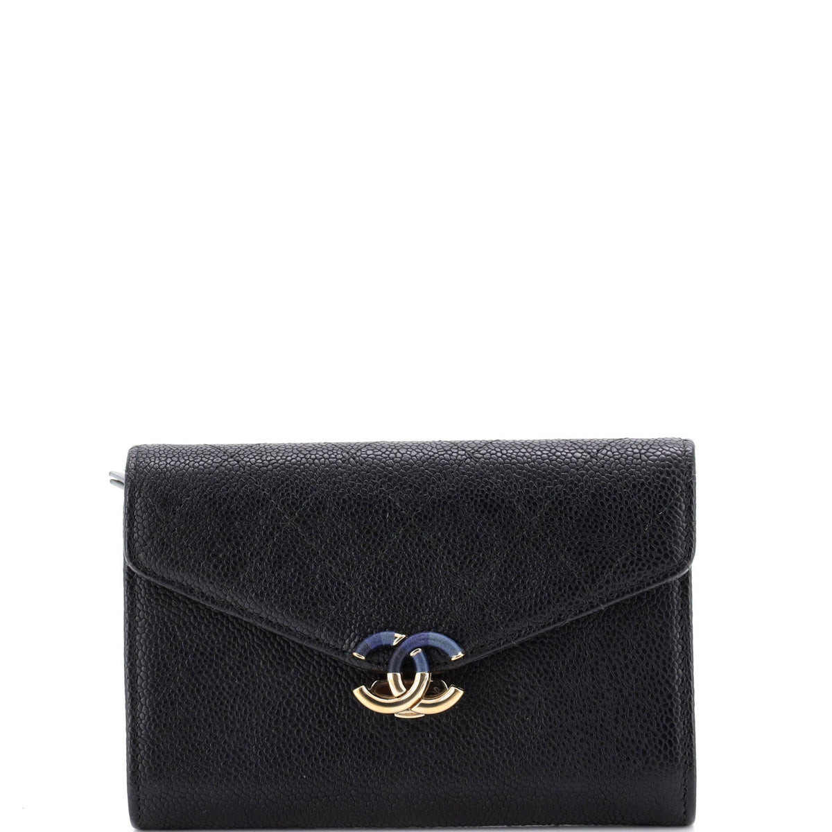 Chanel CHANEL Thread Around Flap Wallet Quilted Caviar Compact