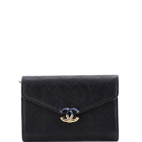 CHANEL Thread Around Flap Wallet Quilted Caviar Compact