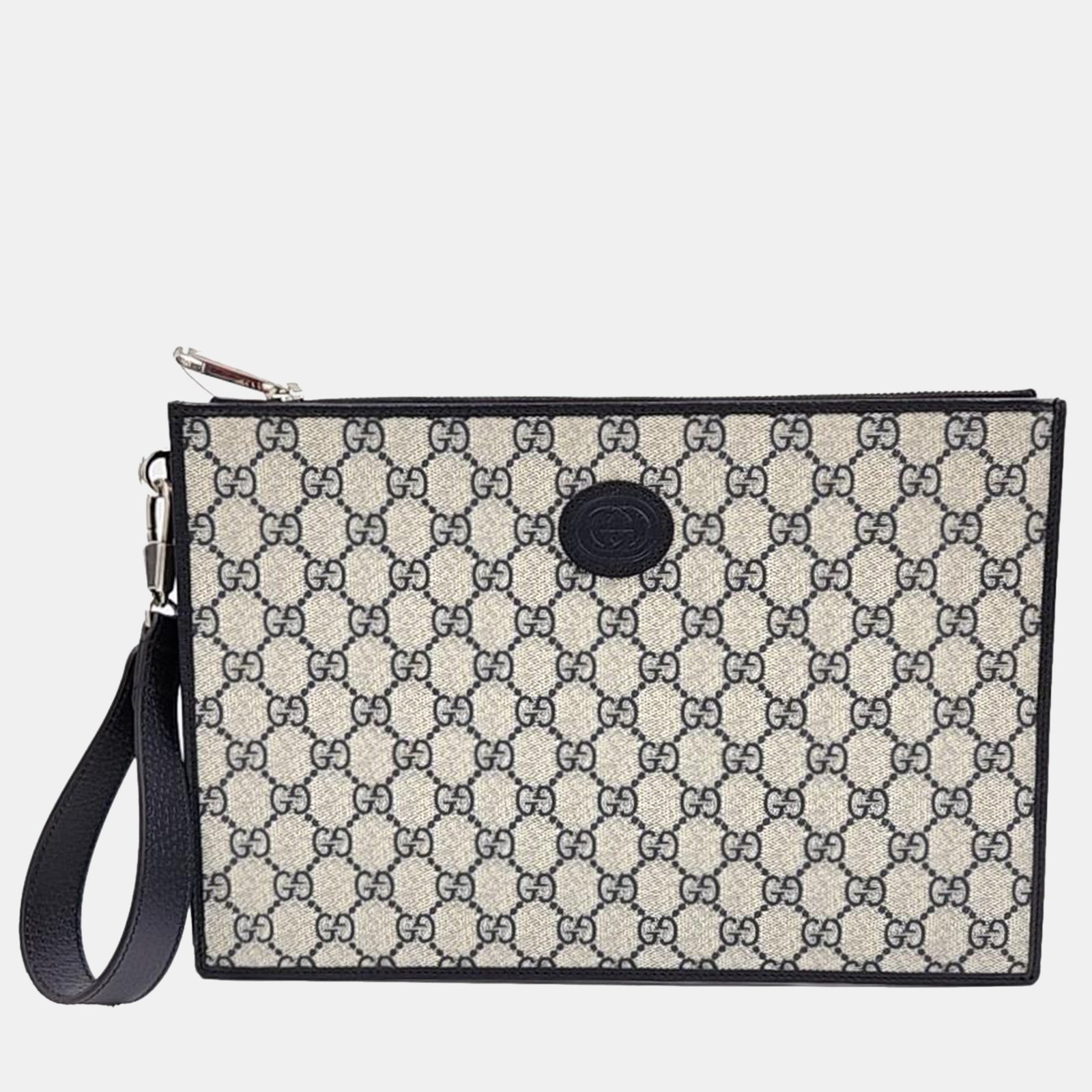 Gucci Beige GG Supreme Horsebit Pouch