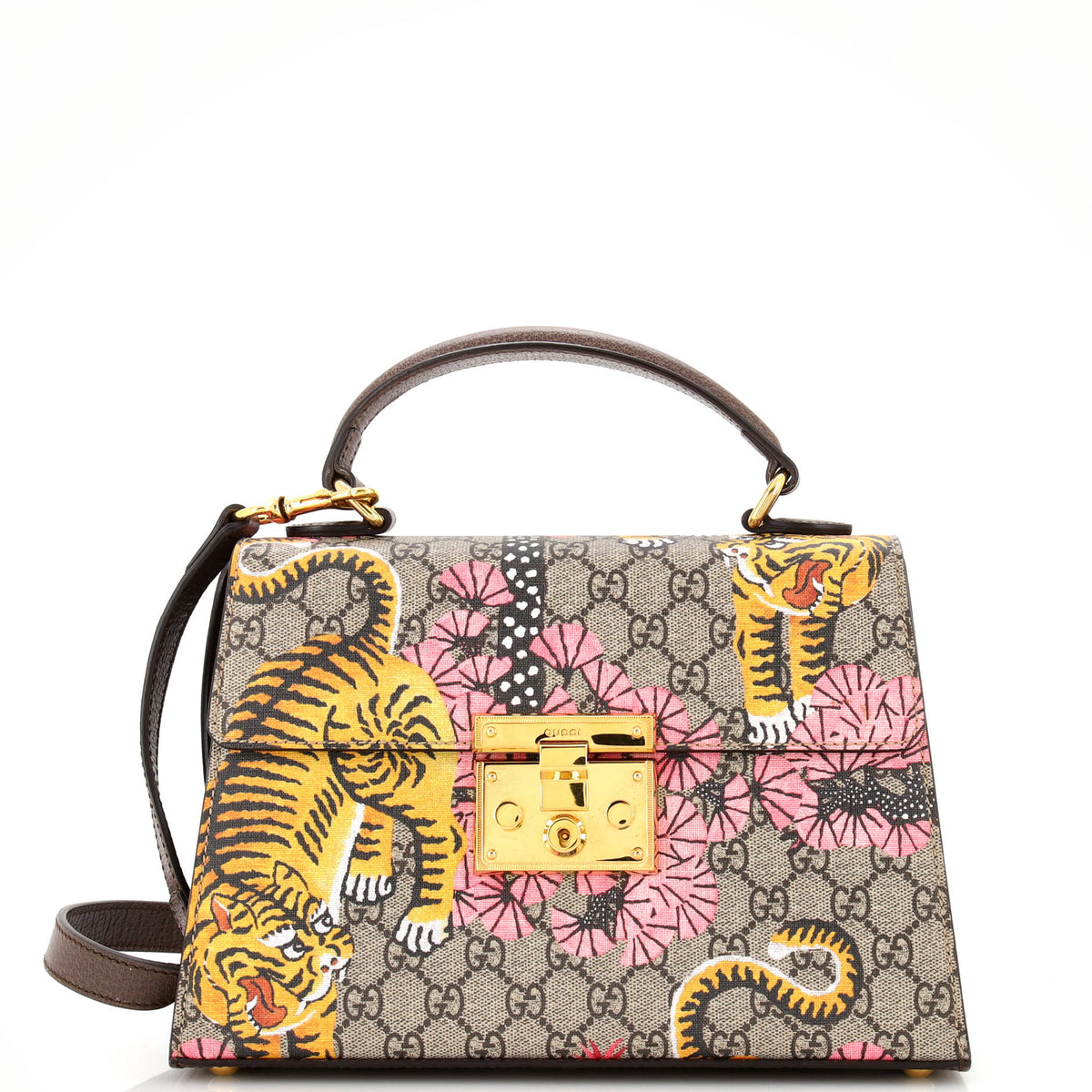 Gucci GUCCI Padlock Top Handle Bag Bengal Print GG Coated Canvas Small