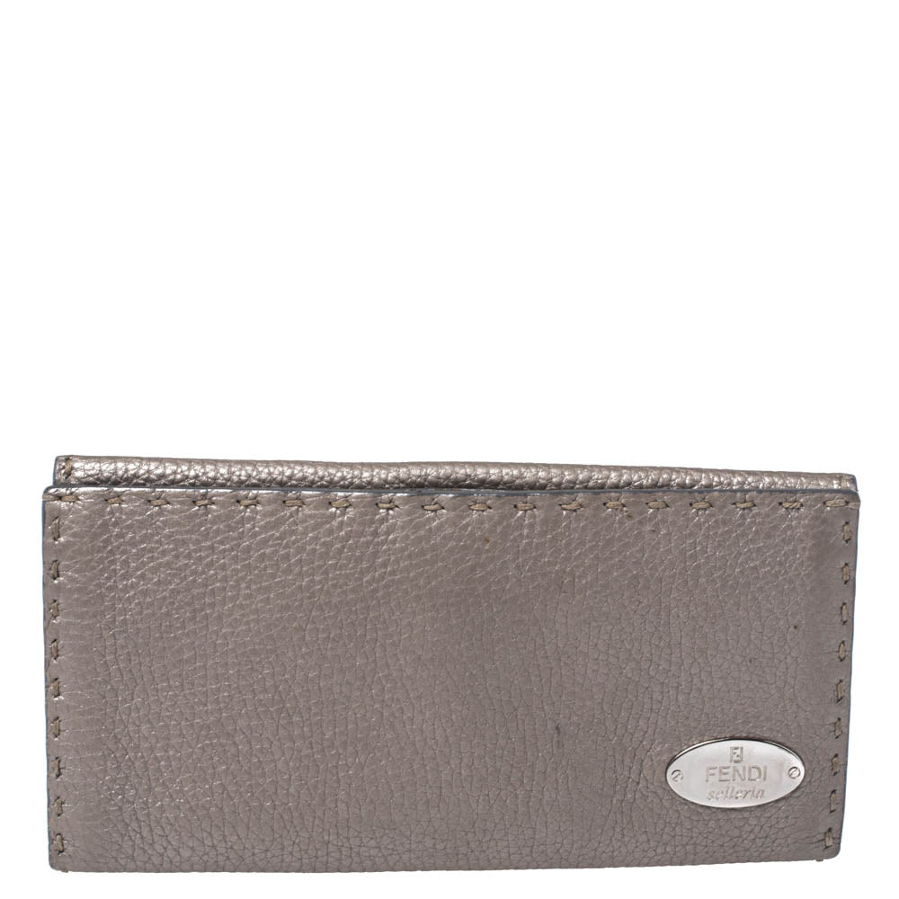 Fendi Metallic Selleria Leather Continental Wallet