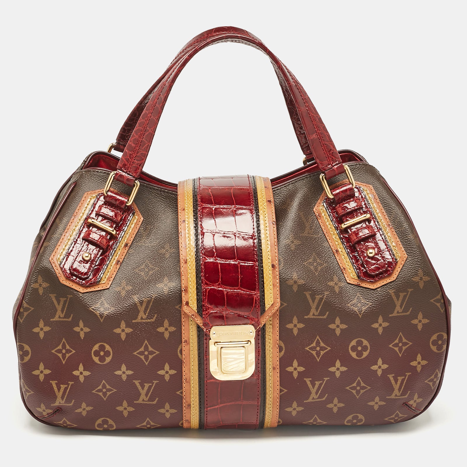 Louis Vuitton Bordeauxrote Mirage Griet Exotic-Tasche aus Canvas mit Monogramm in limitierter Auflage