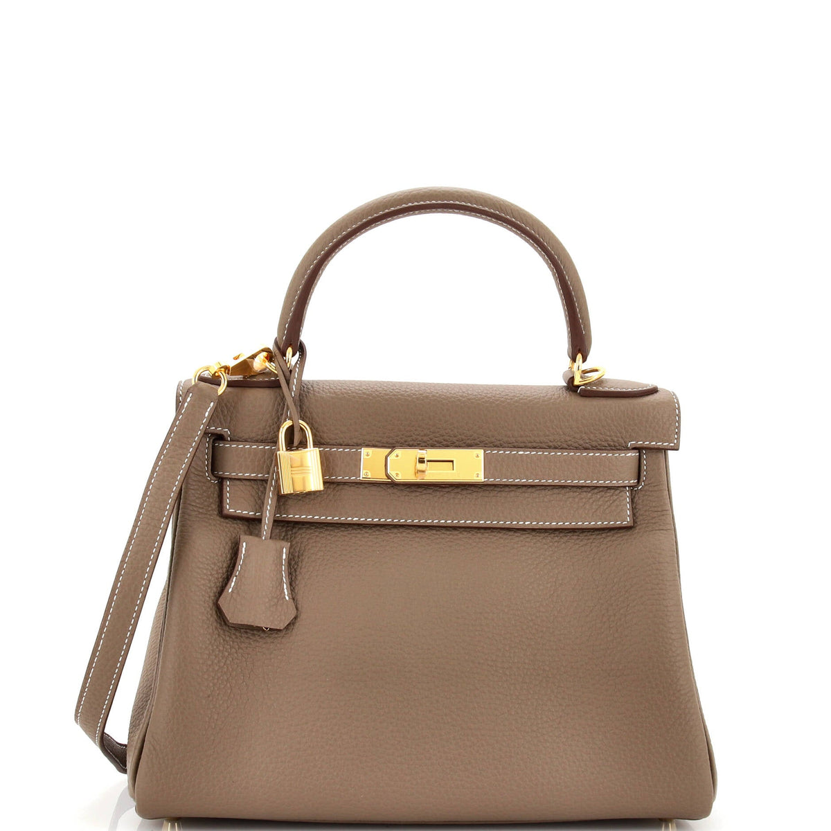 Hermès Kelly Handbag Grey Togo with Gold Hardware 28