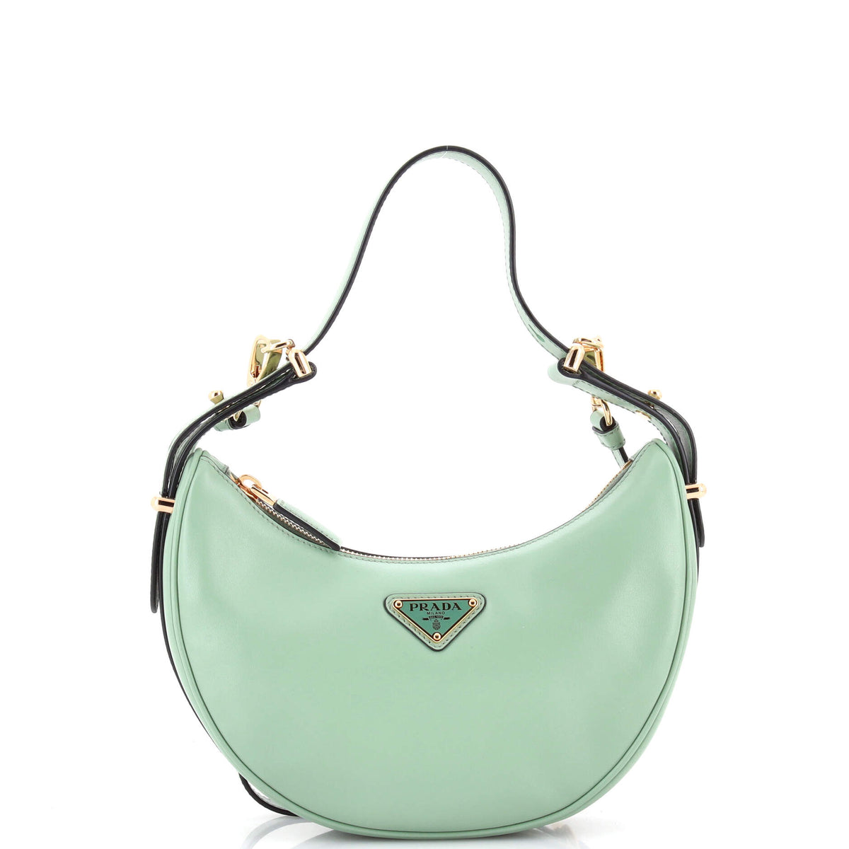 Prada PRADA Arque Half Moon Hobo Leather Small
