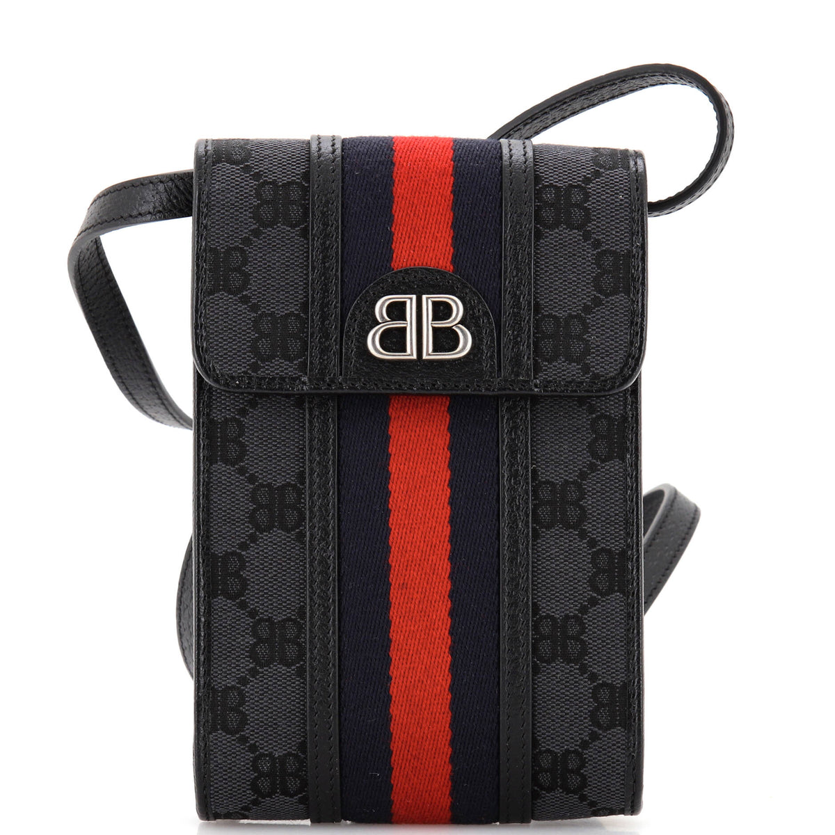 Balenciaga x Gucci The Hacker Project Web Phone Bag BB Coated Canvas