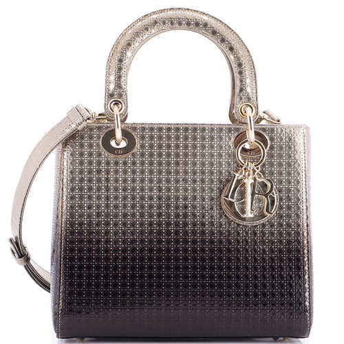 Lady Dior Bag Micro Cannage Ombre Metallic Calfskin Medium