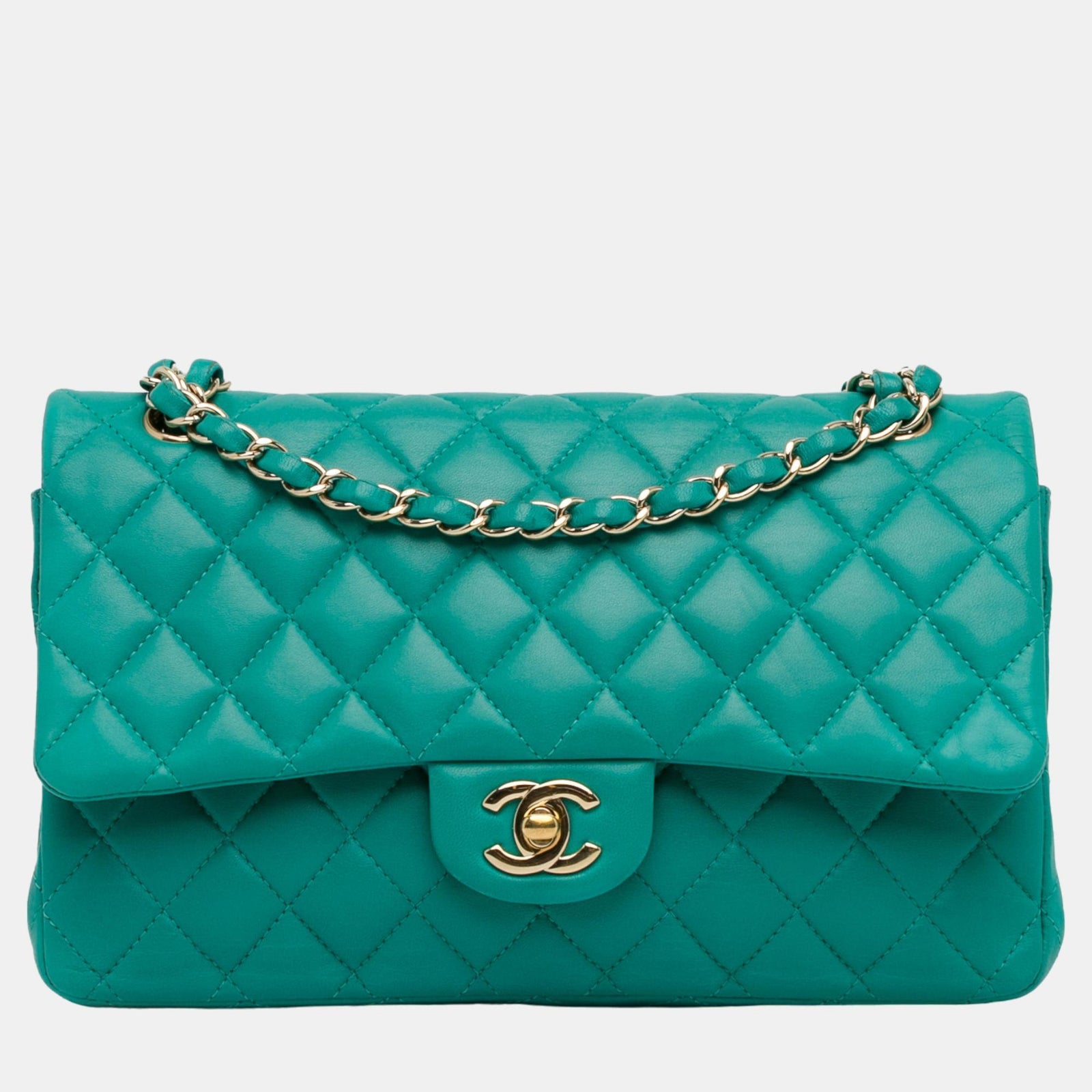 Chanel Blue Leather Medium Classic Double Flap Bag