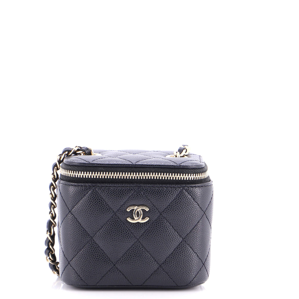 Chanel CHANEL Classic Vanity Case with Chain Quilted Caviar Mini