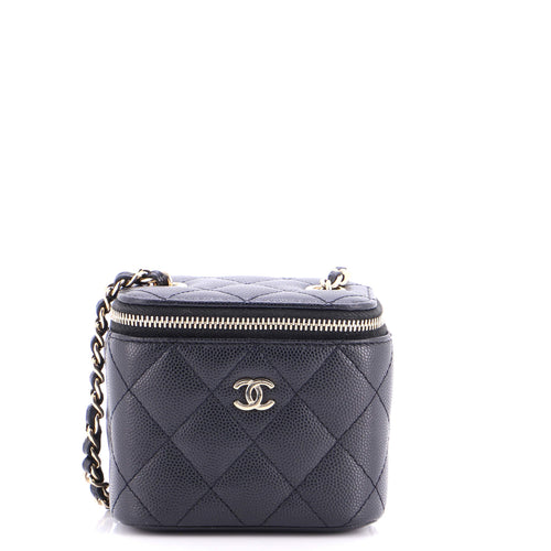 CHANEL Classic Vanity Case with Chain Quilted Caviar Mini