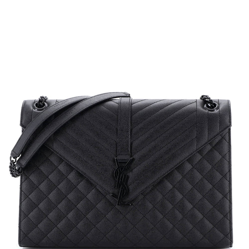 Classic Monogram Envelope Satchel Mixed Matelasse Leather Large