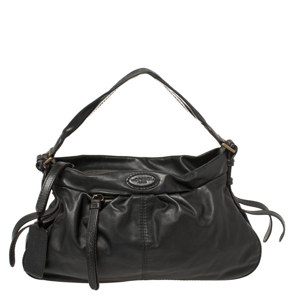 Lancel Black Leather Front Pocket Hobo