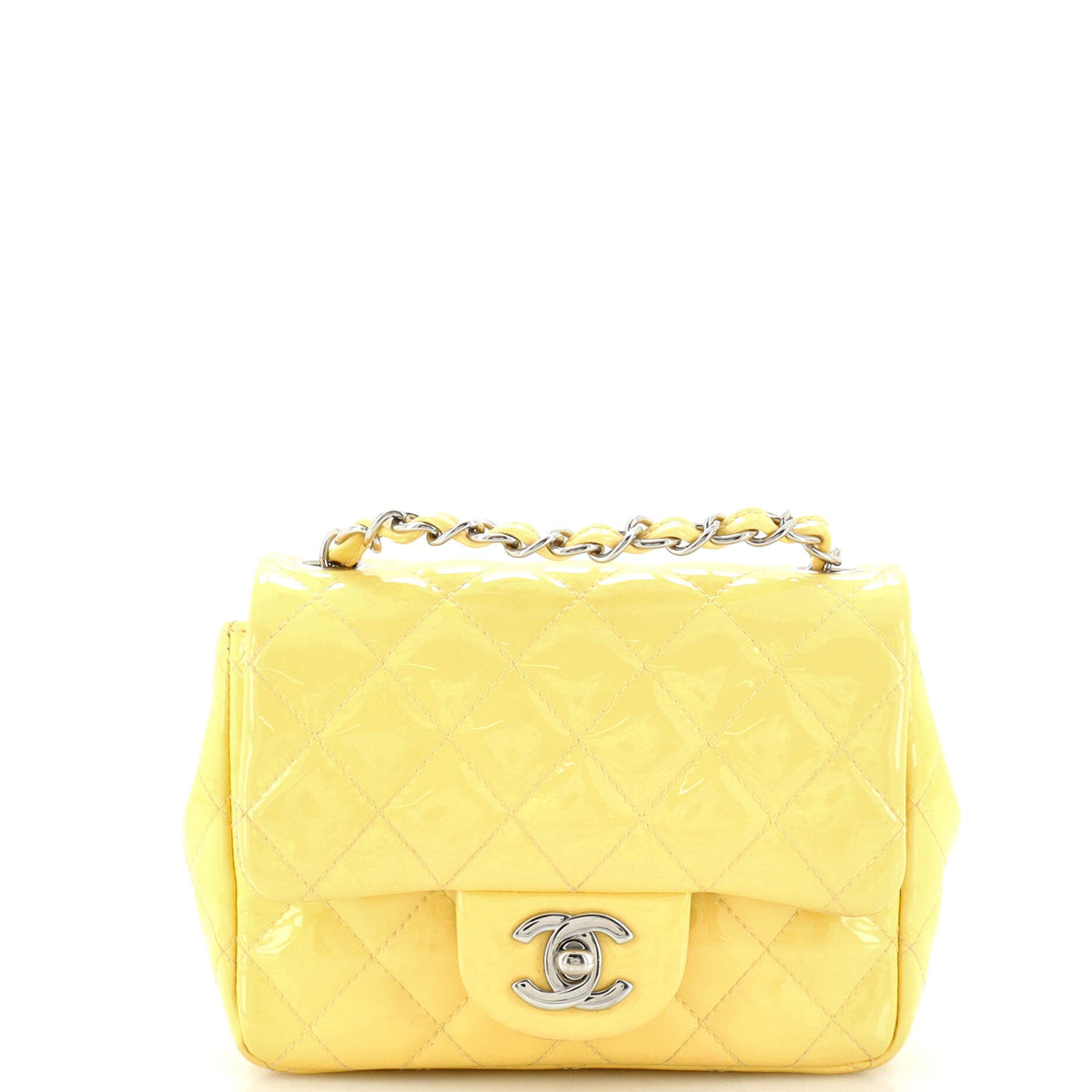 Chanel CHANEL Square Classic Single Flap Bag Quilted Patent Mini