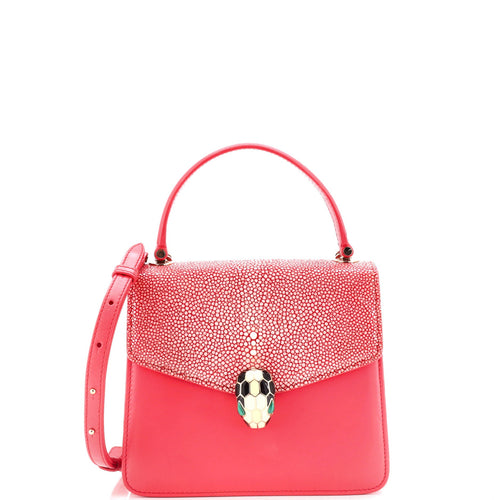 BVLGARI Serpenti Forever Top Handle Bag Leather and Stingray Small
