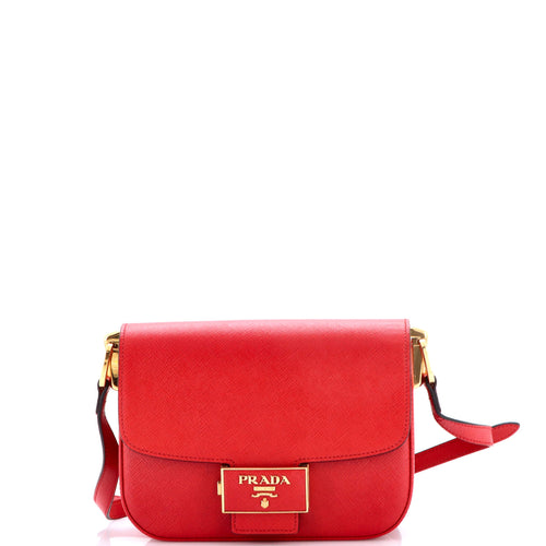 PRADA Embleme Flap Bag Saffiano Leather Small