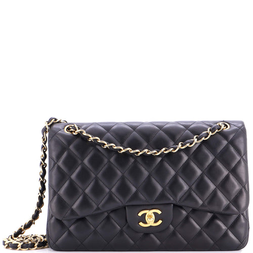 CHANEL Classic Double Flap Bag Quilted Lambskin Jumbo