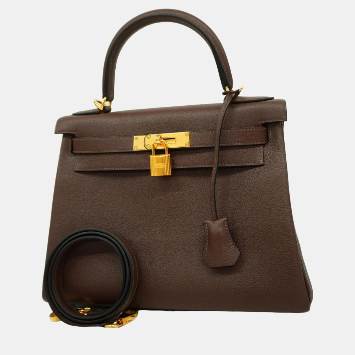 Hermès Taurillon Nobillo Cacao Kelly Stamped Handbag