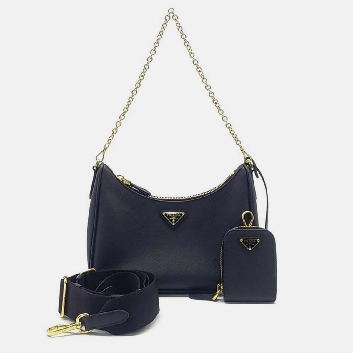 Prada Saffiano Luxe Chain Hobo Bag