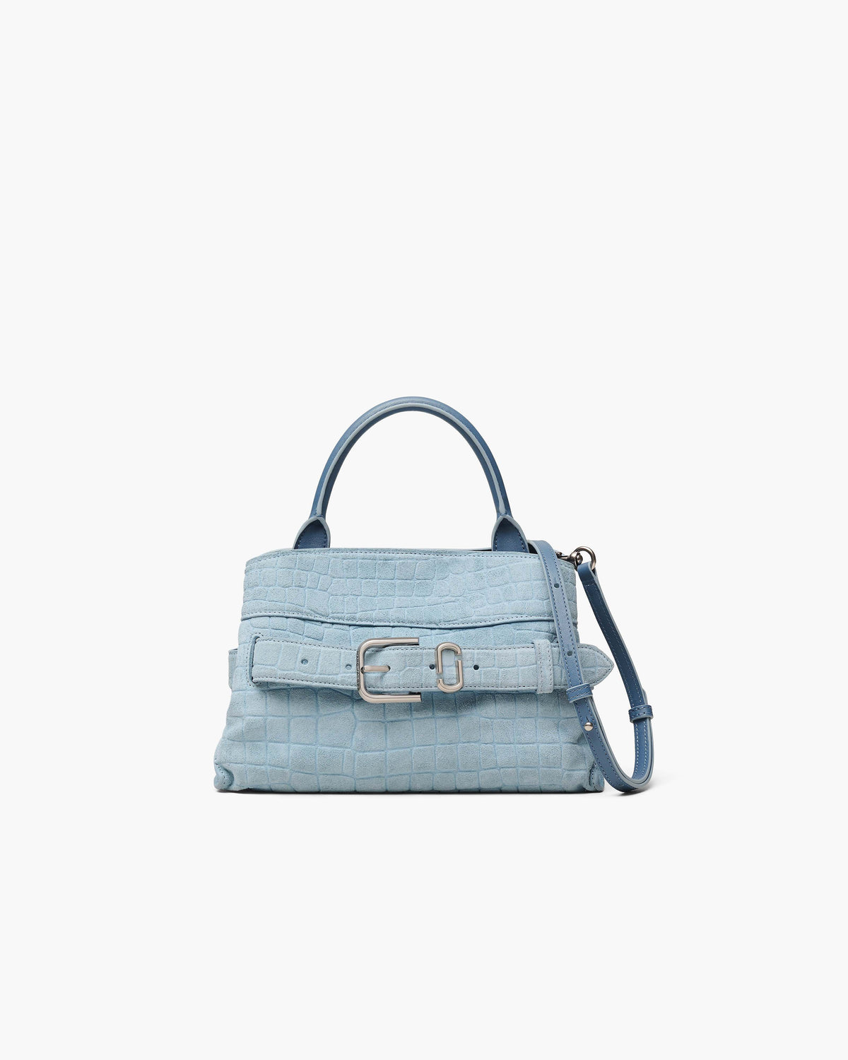 Marc Jacobs Marc Jacobs The Suede Croc Dakota Small Satchel Bag in Blue Mist