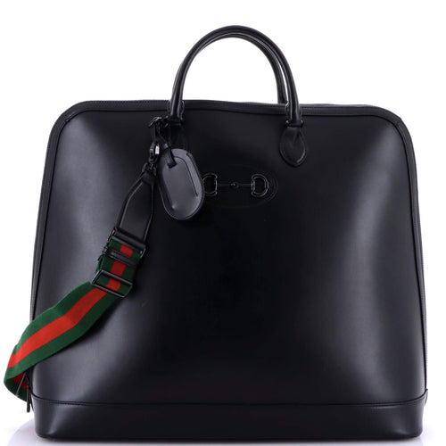 GUCCI Horsebit 1955 Web Duffle Bag Leather Large
