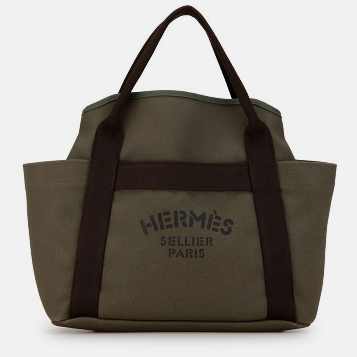 Hermès Brown Toile Sac de Pansage Grooming Bag
