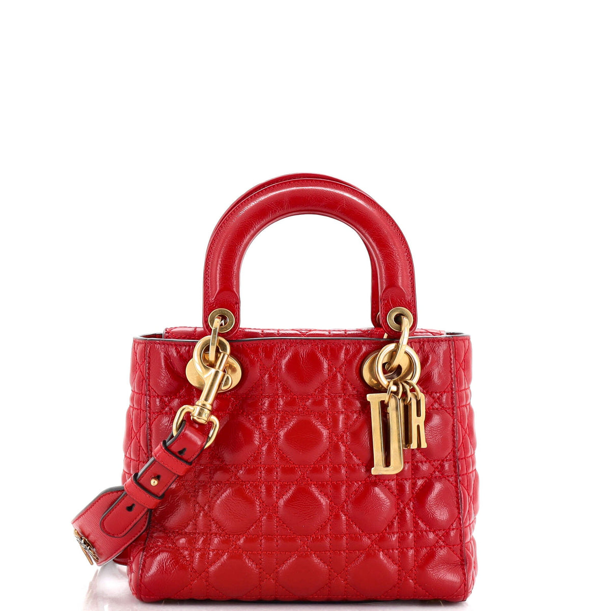 Christian Dior My Lady Dior Bag Cannage Quilted Crinkled Patent