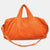 Orange Leather Logo Embossed Duffel Bag