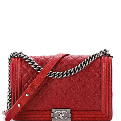 CHANEL Boy Flap Bag Quilted Caviar New Medium