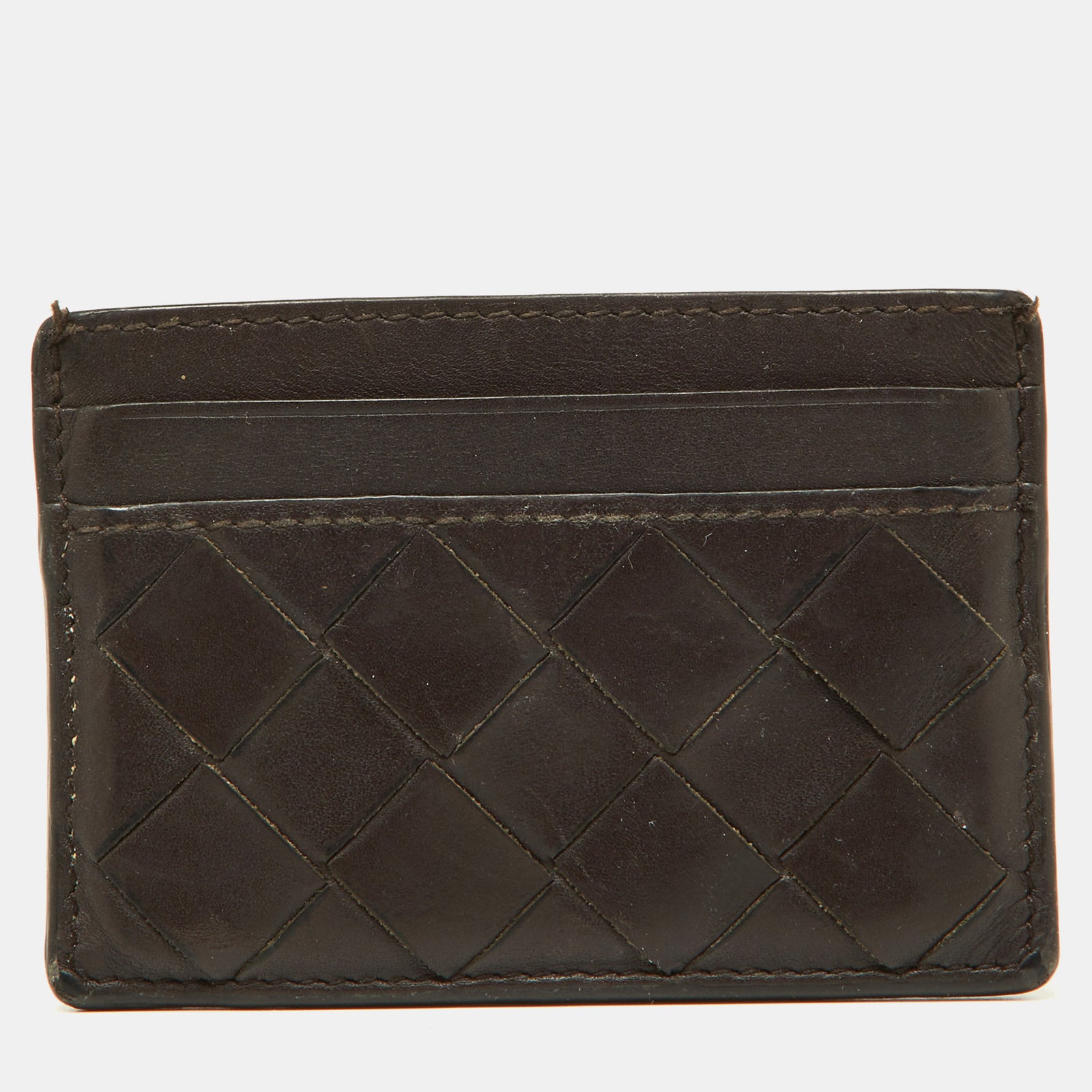 Bottega Veneta Brown Intrecciato Leather Card Holder