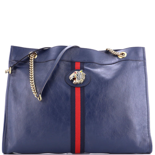 GUCCI Rajah Chain Tote Leather Large