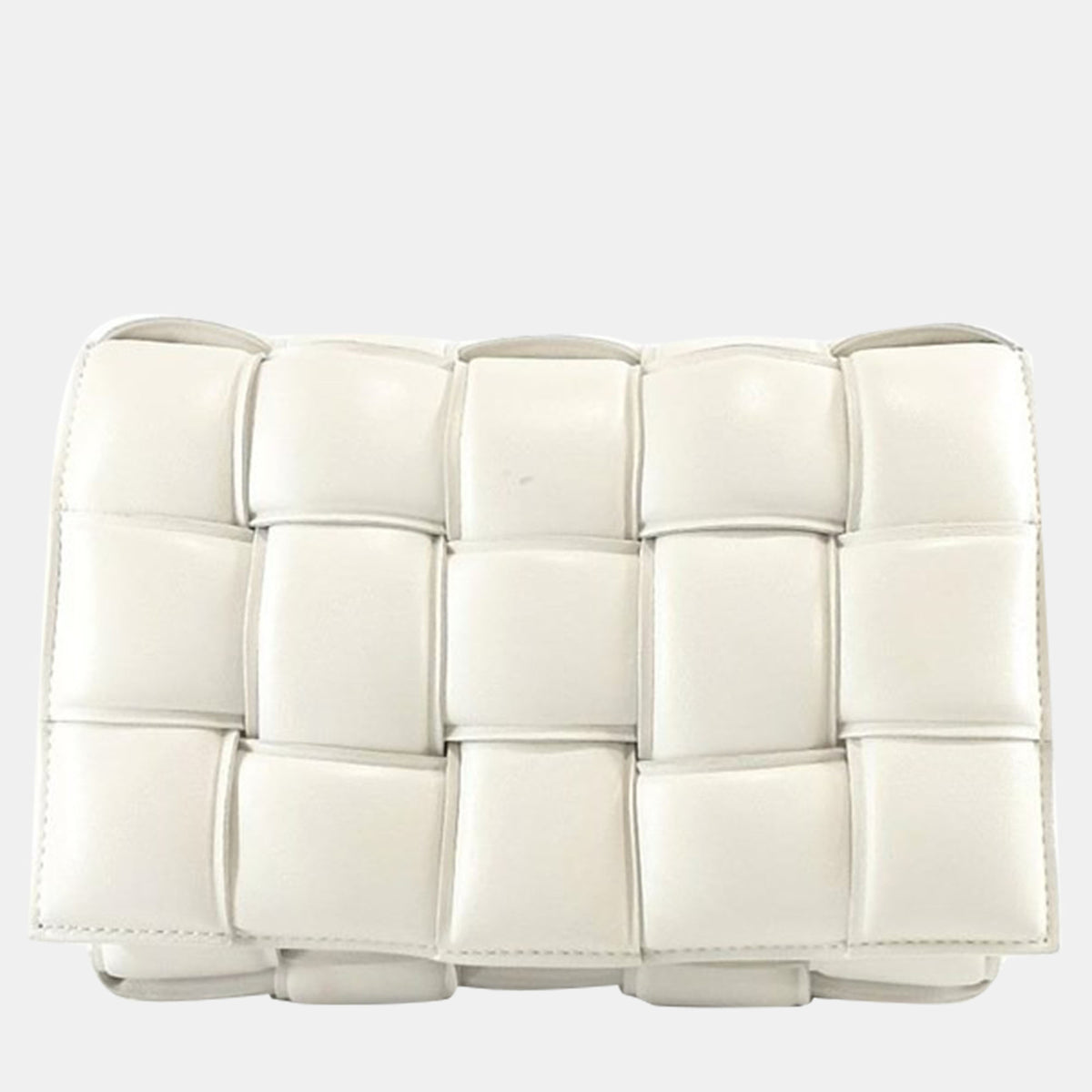 Bottega Veneta White Padded Leather Cassette Shoulder Bag