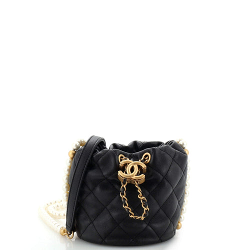 CHANEL About Pearls Bucket Bag Quilted Calfskin Mini