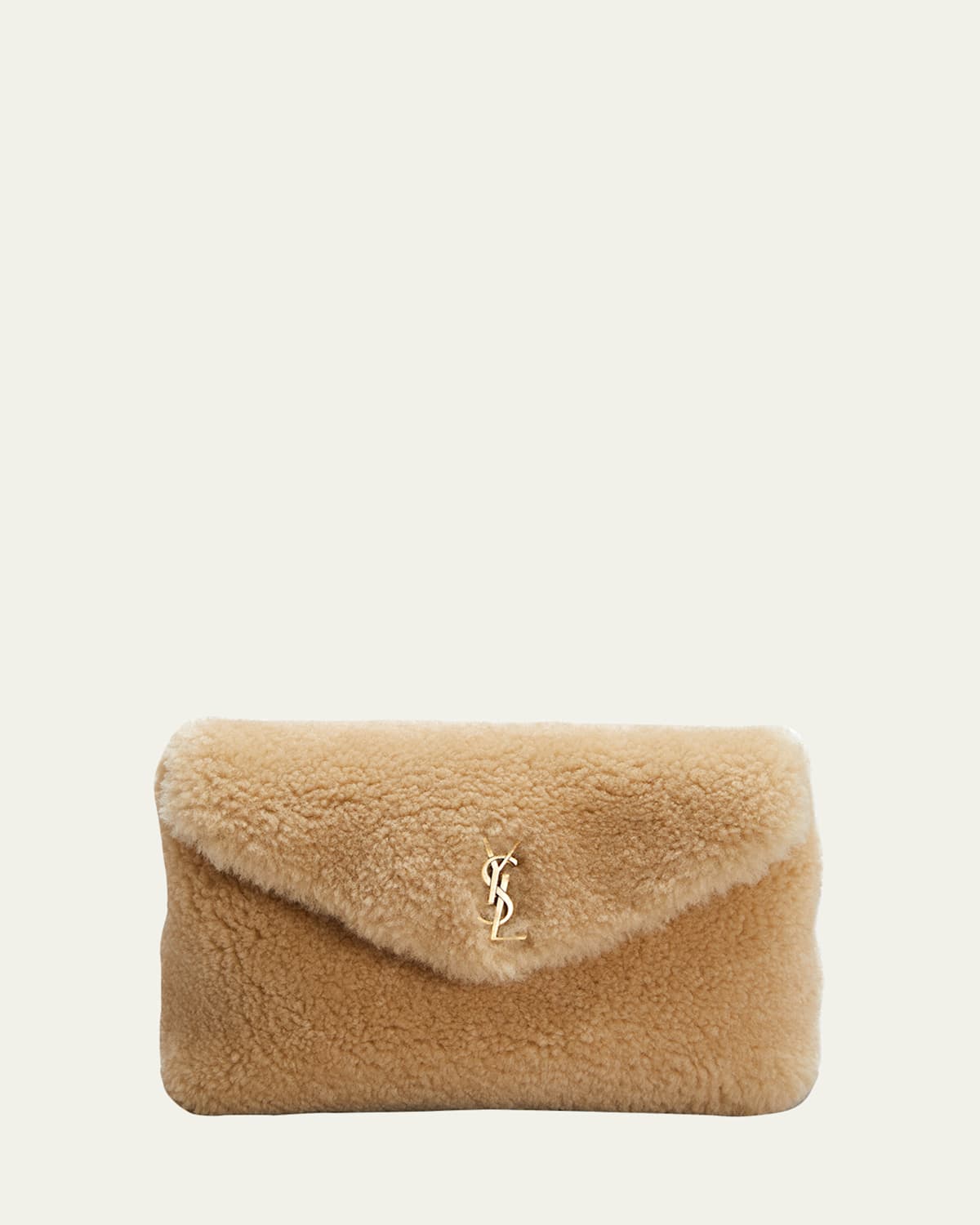 Saint Laurent Puffer Small YSL Shearling Pouch Clutch Bag