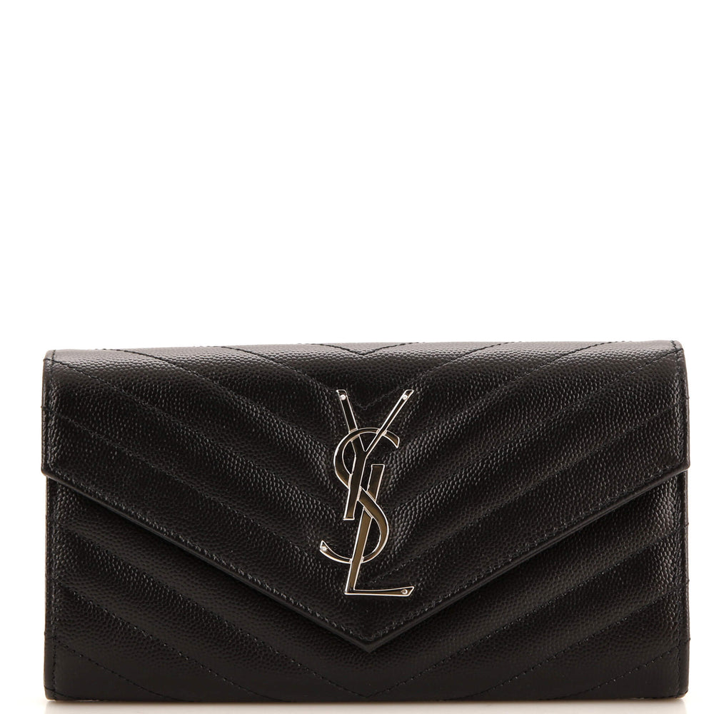 Classic Monogram Flap Wallet Matelasse Chevron Leather Large