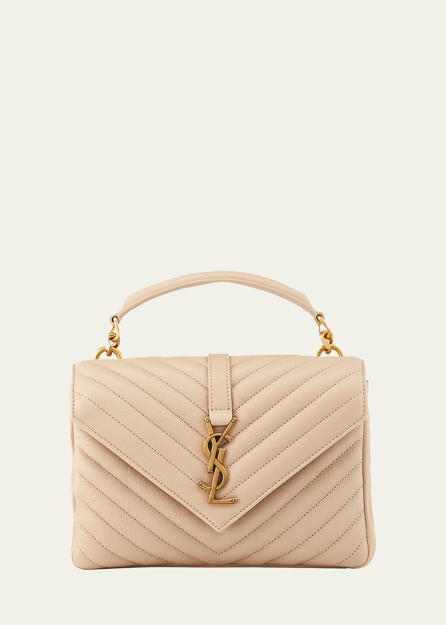 Saint Laurent College Medium Flap YSL Shoulder Bag in Quilted Leather