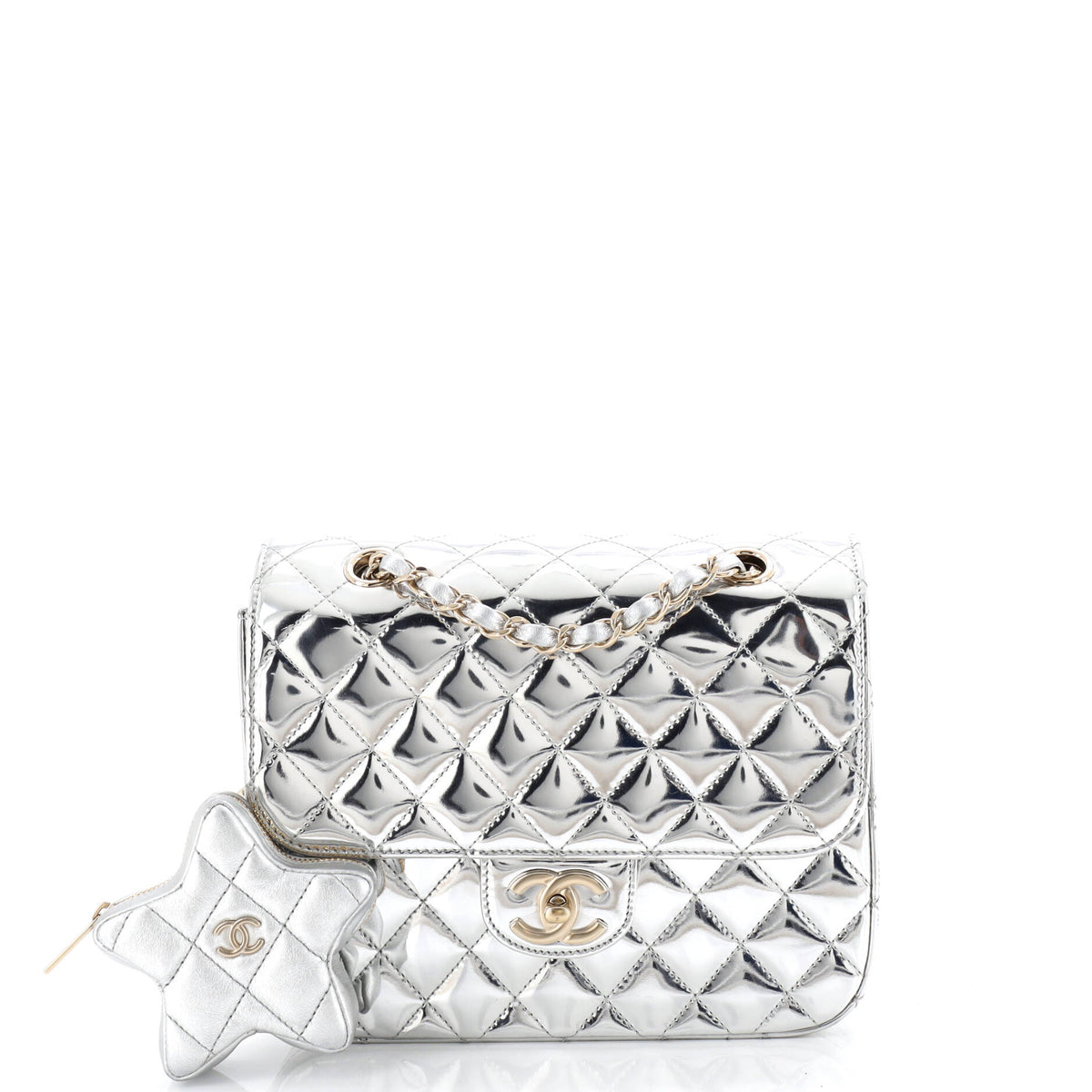 Chanel CHANEL Hollywood Boulevard Backpack with Star Coin Purse Quilted Metallic Leather