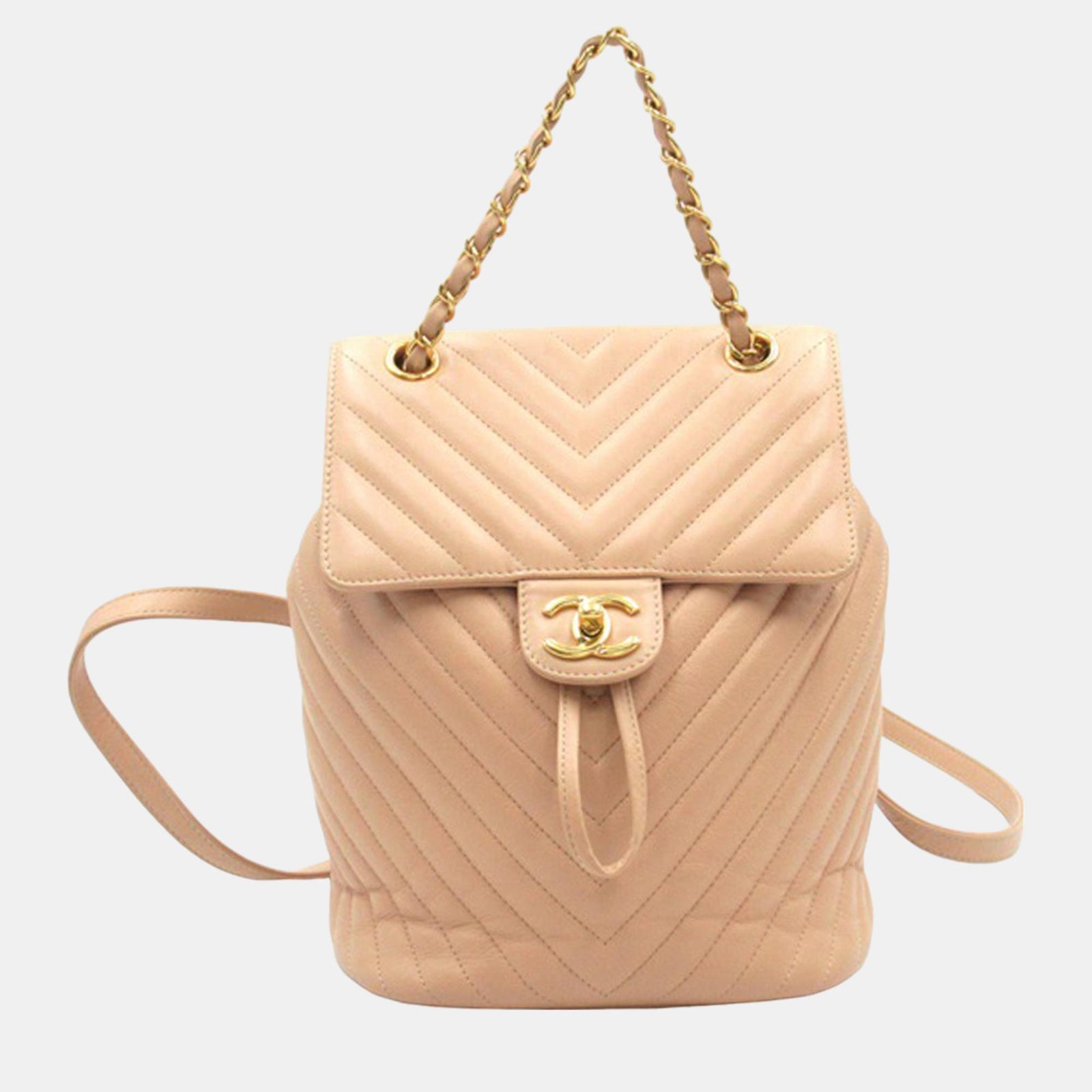 Chanel Beige Chevron Calfskin Urban Spirit Backpack