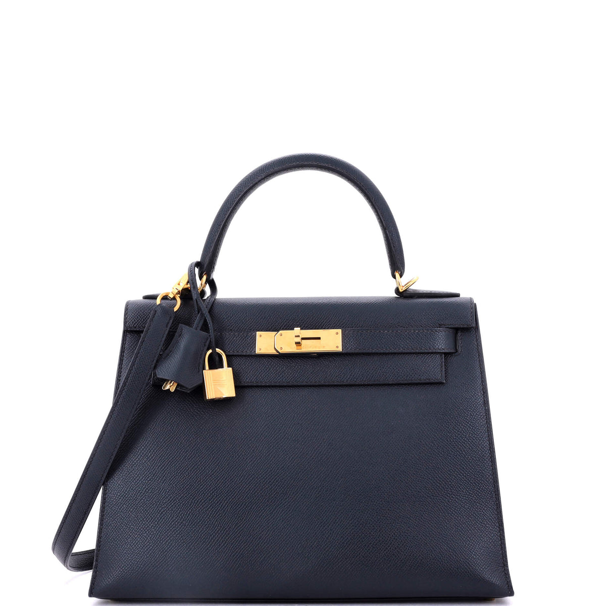 Herm?s Kelly Handbag Noir Epsom with Gold Hardware 28