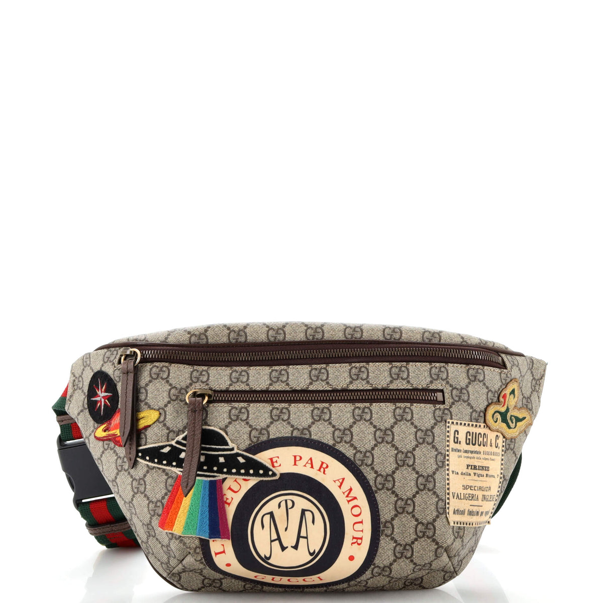 Gucci GUCCI Courrier Zip Belt Bag GG Coated Canvas with Applique